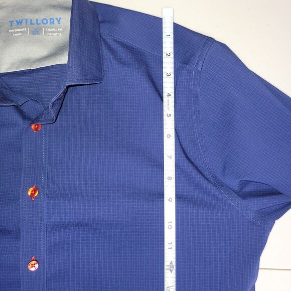 Twillory Performance Shirt Mens Size 16 Button Up Trim Fit Long Sleeve Blue Read - Picture 13 of 14